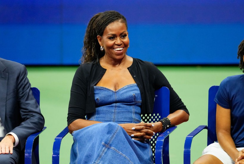 NEW YORK, NEW YORK - AUGUST 28: Former First Lady Michelle Obama is seen at the opening day 2023 US Open Tennis Tournament on August 28, 2023 in New York City. (Photo by Jackson Lee/GC Images)