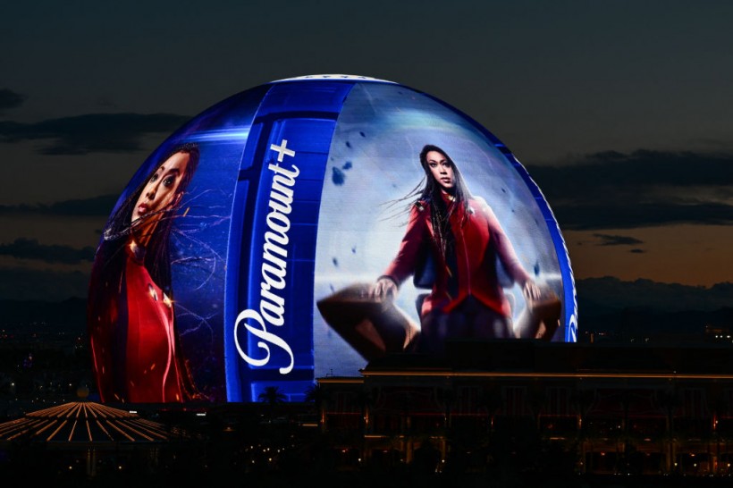 The Paramount Global Paramount+ streaming service logo is displayed on the Sphere arena in Las Vegas, Nevada on February 7, 2024. (Photo by Patrick T. Fallon / AFP) (Photo by PATRICK T. FALLON/AFP via Getty Images)