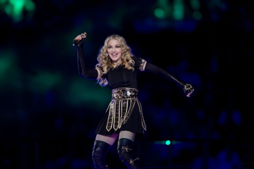 INDIANAPOLIS, IN - FEBRUARY 05: Madonna performs during the half time show during Super Bowl XLVI at Lucas Oil Stadium on February 5, 2012.(Photo by Tom Hauck/Getty Images)