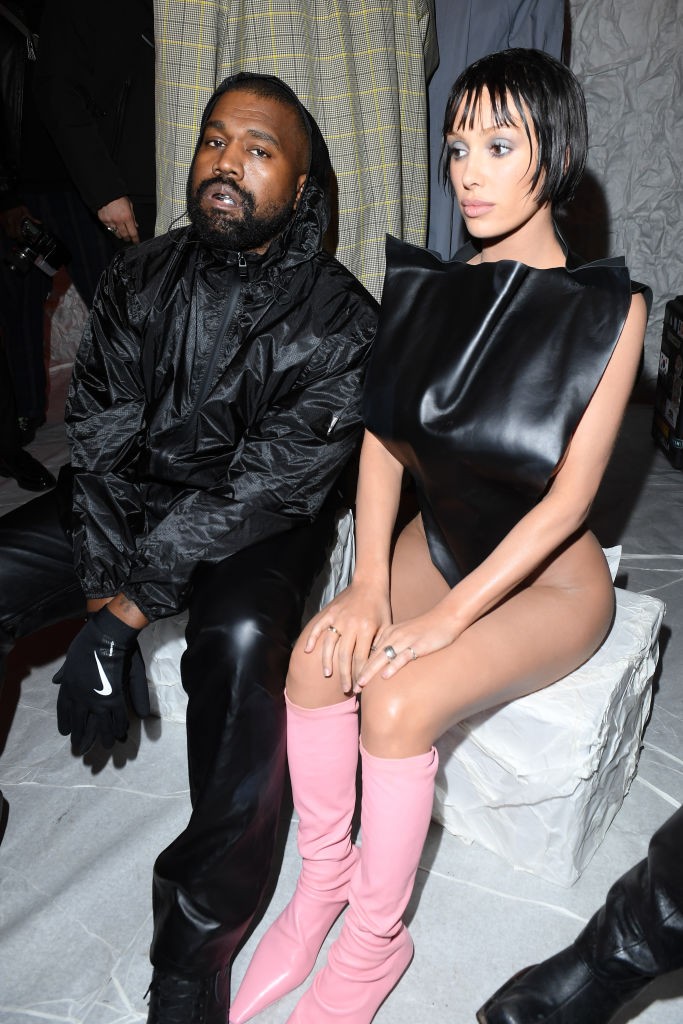 Kanye Wests Wife Bianca Censori Wears Black Sheer Tights Without Underwear Following Kim
