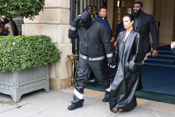PARIS, FRANCE - FEBRUARY 28: Kanye West and Bianca Censori are seen leaving their hotel on February 28, 2024 in Paris, France.