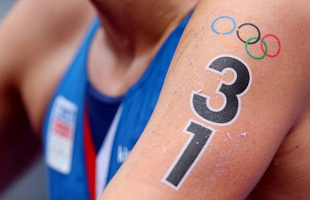4th August 2012 - London 2012 Olympic Games - Women's Triathlon - A tattoo of the Olympic rings logo on the arm of #31 competitor, Radka Vodickova (CZE)