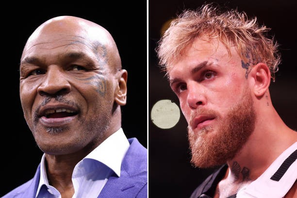 FILE PHOTO (EDITOR'S NOTE: COMPOSITE OF IMAGES - Image numbers 1469806982 and 1437611311) In this composite image a comparison between Former Boxer Mike Tyson (L) and Jake Paul (R). Tyson and Paul face in July 2024 exhibition fight. 