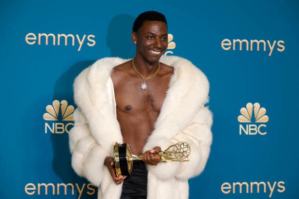 LOS ANGELES, CALIFORNIA - SEPTEMBER 12: Jerrod Carmichael, winner of the Outstanding Writing for a Variety Special award for 'Jerrod Carmichael: Rothaniel,' poses in the press room during the 74th Primetime Emmys at Microsoft Theater on September 12, 2022 in Los Angeles, California. 