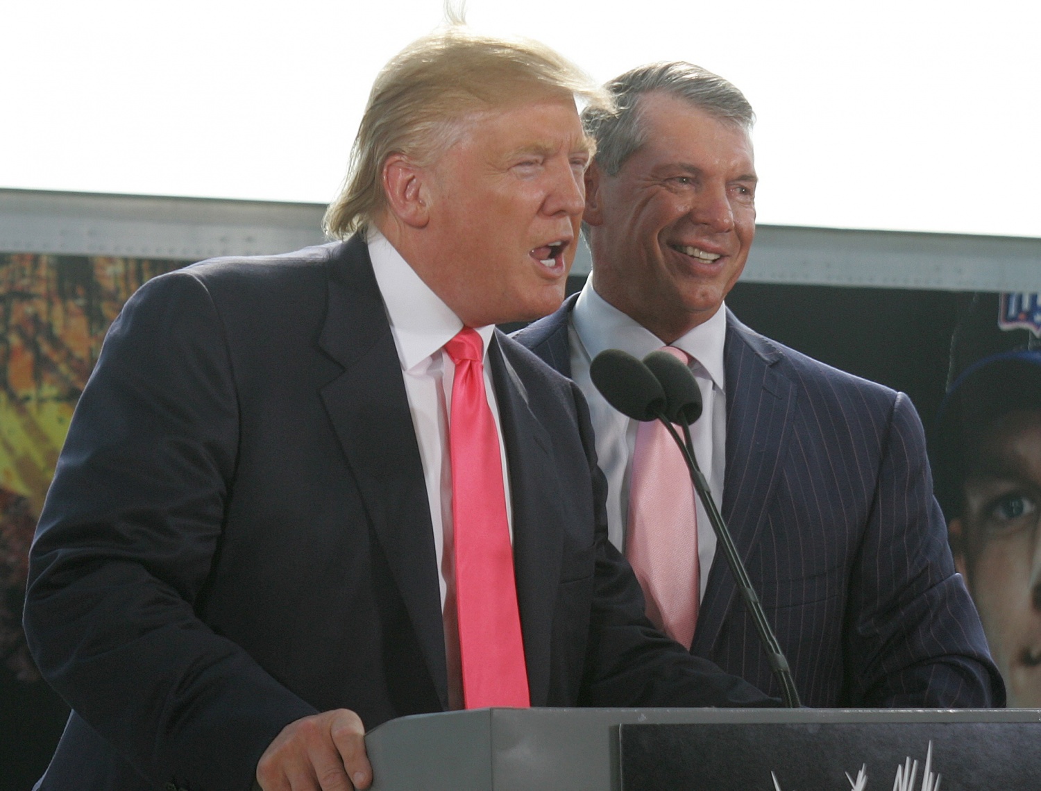 Vince McMahon (L) and Donald Trump