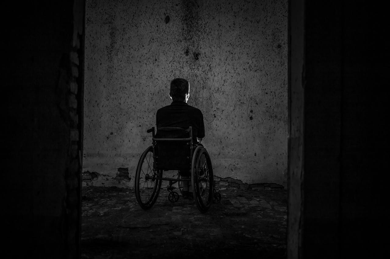 Man on a wheelchair
