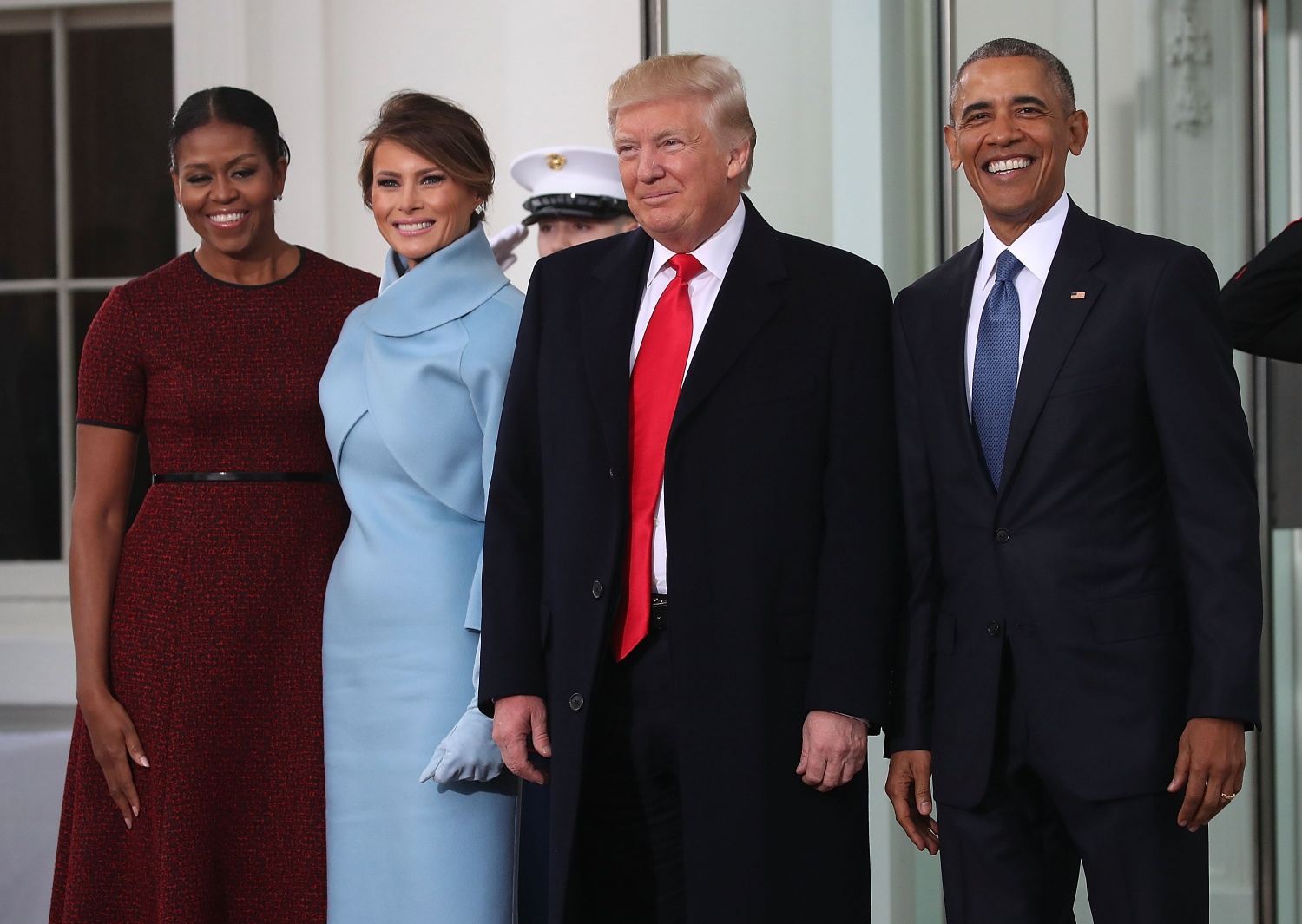 Donald Trump, Melania Trump, President Barack Obama and his wife first lady Michelle Obama