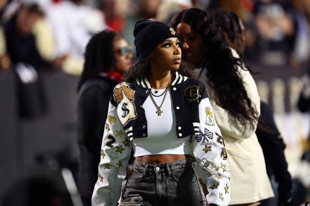 College Football: Colorado head coach's Deion Sanders daughter Deiondra Sanders looks on during game vs Oregon State at Folsom Field. Boulder, CO 11/4/2023 CREDIT: Jamie Schwaberow (Photo by Jamie Schwaberow/Sports Illustrated via Getty Images)