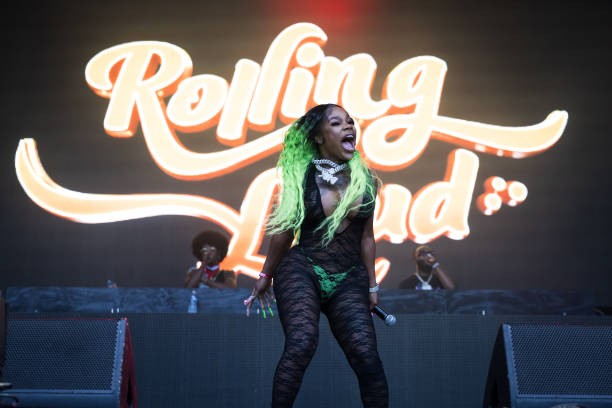 MIAMI GARDENS, FLORIDA - JULY 21: American Rapper Sukihana performs onstage during day one of Rolling Loud Miami at Hard Rock Stadium on July 21, 2023 in Miami Gardens, Florida.
