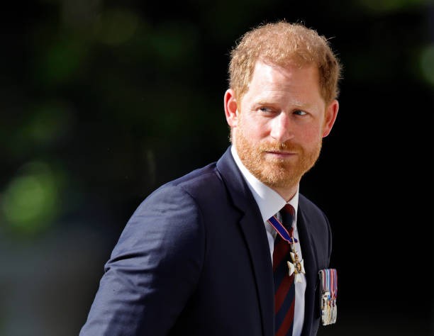 LONDON, UNITED KINGDOM - MAY 08: (EMBARGOED FOR PUBLICATION IN UK NEWSPAPERS UNTIL 24 HOURS AFTER CREATE DATE AND TIME) Prince Harry, Duke of Sussex (wearing a Household Division regimental tie) attends The Invictus Games Foundation 10th Anniversary Service at St Paul's Cathedral on May 8, 2024 in London, England.