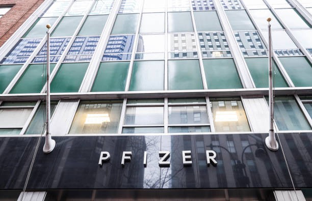 NEW YORK, NY - JANUARY 29: Exterior view of the Pfizer headquarters building on January 29, 2023 in New York City.