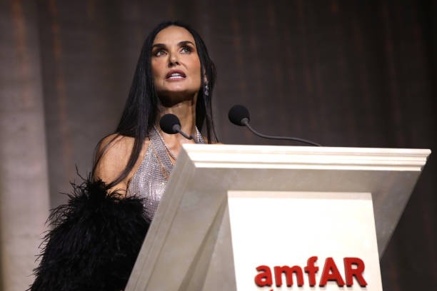 CAP D'ANTIBES, FRANCE - MAY 23: CAP D'ANTIBES, FRANCE - MAY 23: Demi Moore onstage at the amfAR Cannes Gala 30th edition at Hotel du Cap-Eden-Roc on May 23, 2024 in Cap d'Antibes, France.