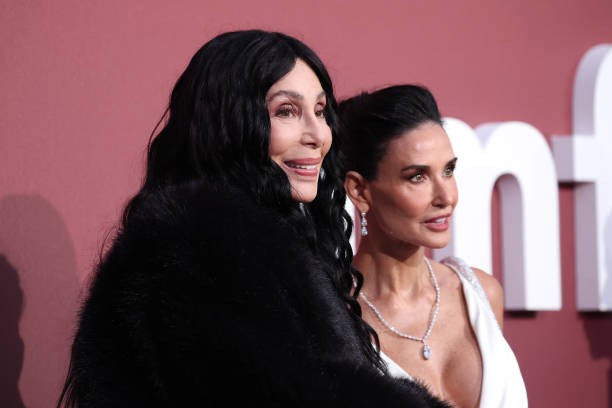 CAP D'ANTIBES, FRANCE - MAY 23: Cher and Demi Moore attend the amfAR Cannes Gala 30th edition Presented by Chopard and Red Sea International Film Festival at Hotel du Cap-Eden-Roc on May 23, 2024 in Cap d'Antibes, France. 