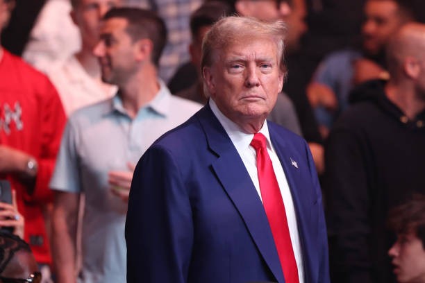 NEWARK, NEW JERSEY - JUNE 01: Former U.S. President Donald Trump attends UFC 302 at Prudential Center on June 01, 2024 in Newark, New Jersey.