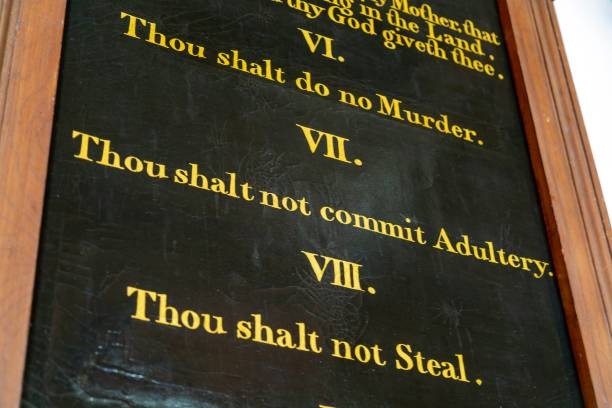 Ten Commandments inside church of Saint James, Dunwich, Suffolk, England, UK.