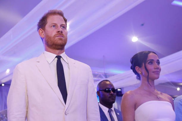 ABUJA, NIGERIA - MAY 11: (EDITORIAL USE ONLY) Prince Harry, Duke of Sussex, and Meghan, Duchess of Sussex visit Nigeria Unconquered, a charity organisation that works in collaboration with the Invictus Games Foundation, at a reception at Officers’ Mess on May 11, 2024 in Abuja, Nigeria.