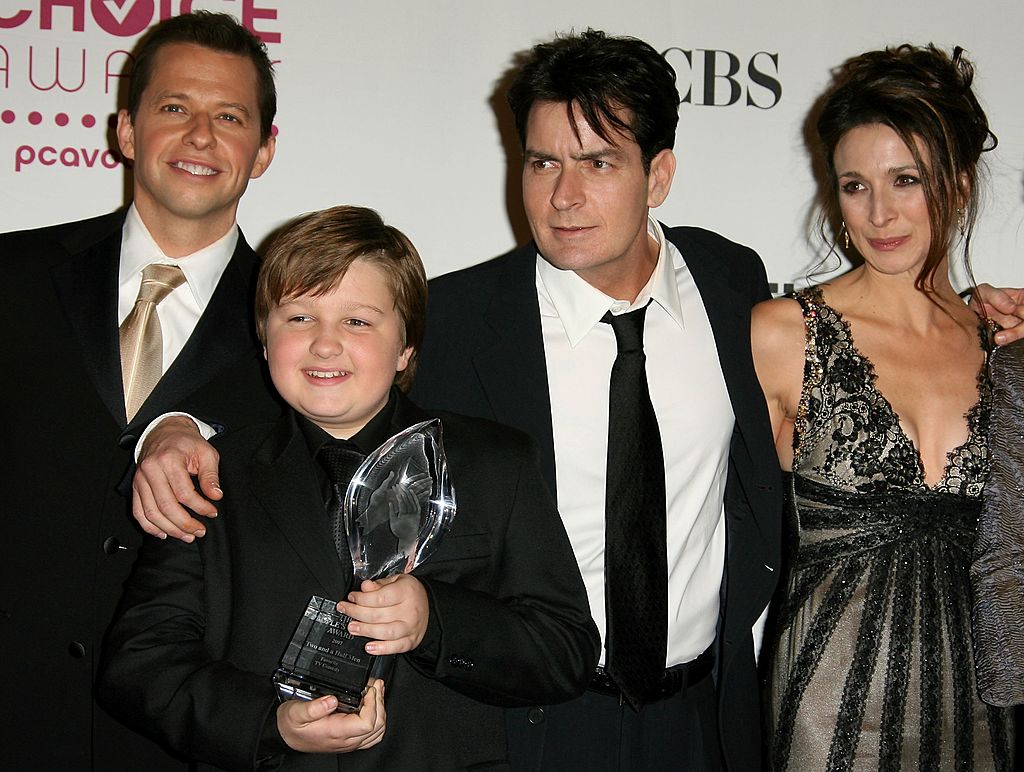 "Two and a Half Men" cast members, Jon Cryer, Angus T. Jones, Charlie Sheen and Marin Hinkle