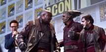  Director James Gunn (L) and Ravagers from Marvel Studios 'Guardians Of The Galaxy Vol. 2'
