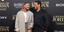 Michael B. Jordan (L) and Denzel Washington attend the 