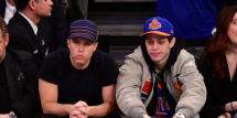 : Colin Jost and Pete Davidson attend the New York Knicks Vs Boston Celtics game at Madison Square Garden on December 21, 2017 in New York City. 