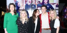 Writer Lisa McGee with cast members Nicola Coughlan , Louisa Harland, Dylan Llewellyn and Saoirse-Monica Jackson at the Omniplex Cinema in Londonderry for the Derry Girls premiere ahead of the broadcast of the second series on Channel 4.