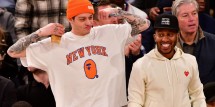 Pete Davidson and Chris Redd attend Philadelphia 76ers v New York Knicks game at Madison Square Garden on January 13, 2019 in New York City. 