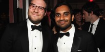 (EXCLUSIVE ACCESS, SPECIAL RATES APPLY) Seth Rogen and Aziz Ansari attend the 2014 Vanity Fair Oscar Party Hosted By Graydon Carter on March 2, 2014 in West Hollywood, California. (Photo by Kevin Mazur/VF14/WireImage)