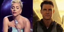 Lady Gaga (Photo by Emma McIntyre/Getty Images for The Recording Academy) And Tom Cruise In Top Gun: Maverick (Paramount Pictures)