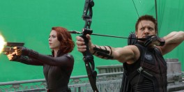 Scarlett Johansson and Jeremy Renner as Black Widow and Hawkeye